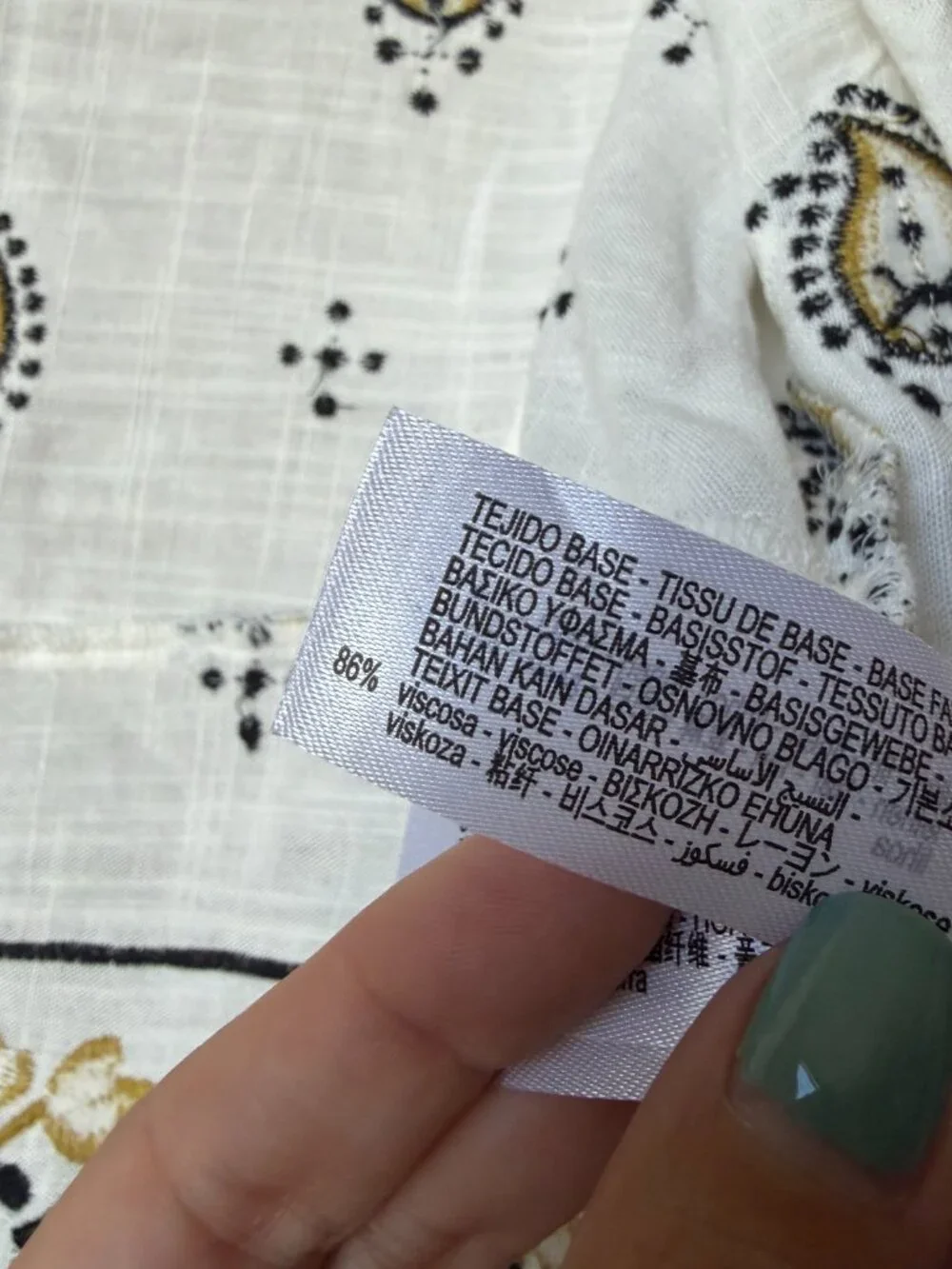 ZARA Embroidered White Yellow Black Linen Blend Matching Set